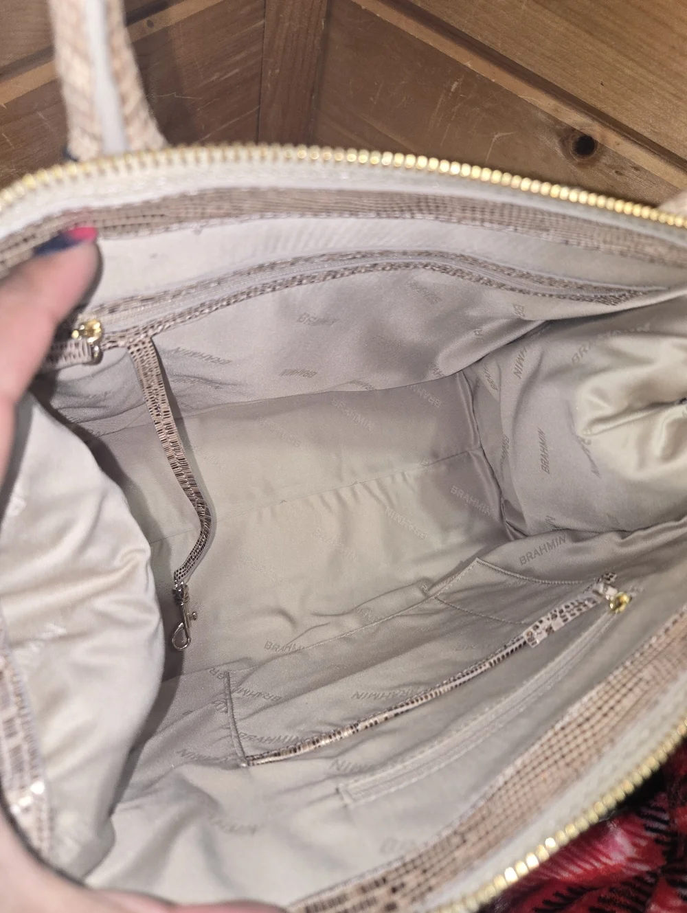 Brahmin Caroline Metallic Lizard-Embossed Satchel NWT